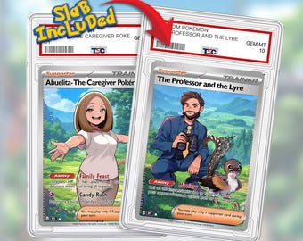 Tarjeta coleccionable de arte de entrenador personalizada de anime con estuche incluido.