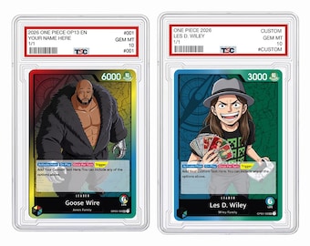Tarjeta coleccionable personalizada de líder de anime - Exhibidor estilo caja de exhibición con calificación