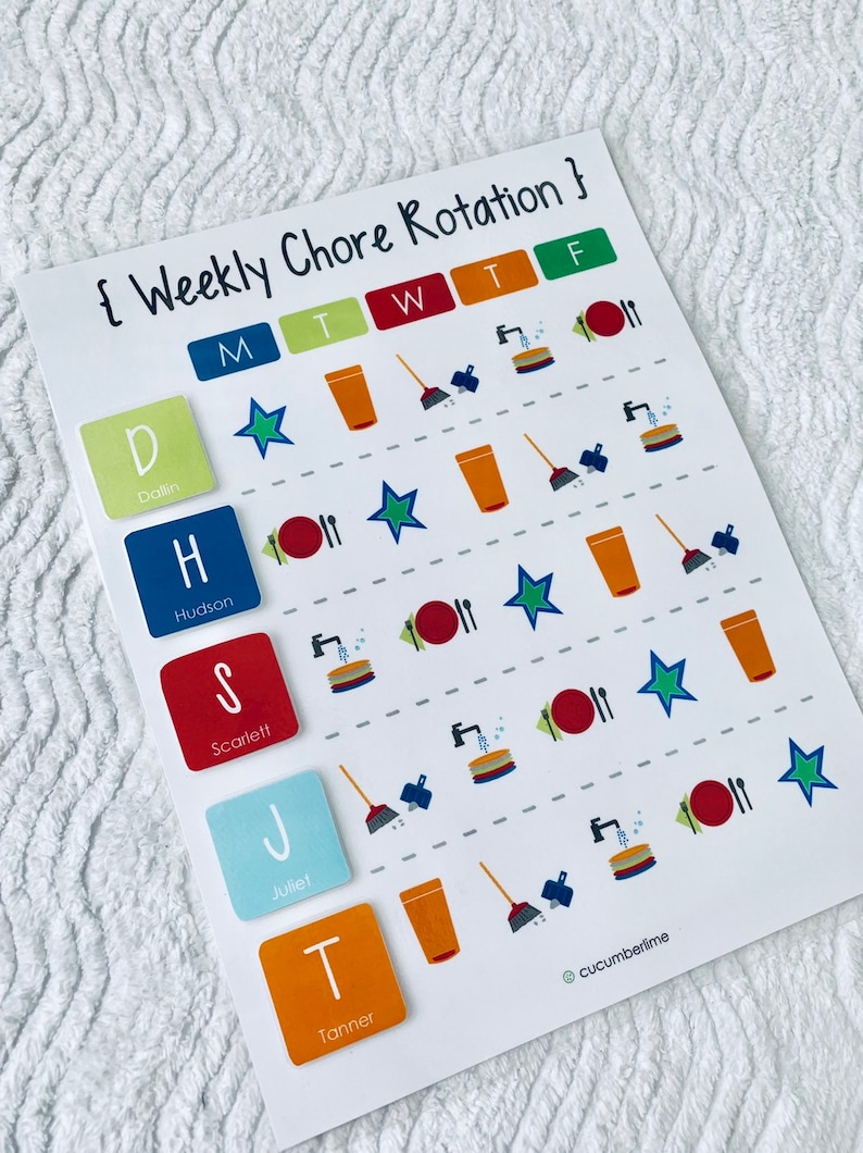 Printable Family Rotation Chart Chore Checklist Kids Chore Etsy