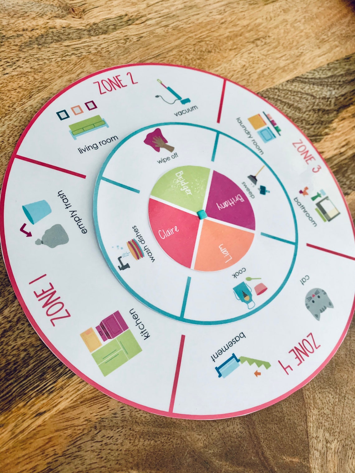 Printable Family Rotation Wheel Chore Checklist Kids Chore Etsy