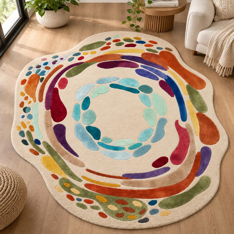 Buy Hand Tufted Wool Rug, Colorful Abstract Irregular Area Rug, Modern ...