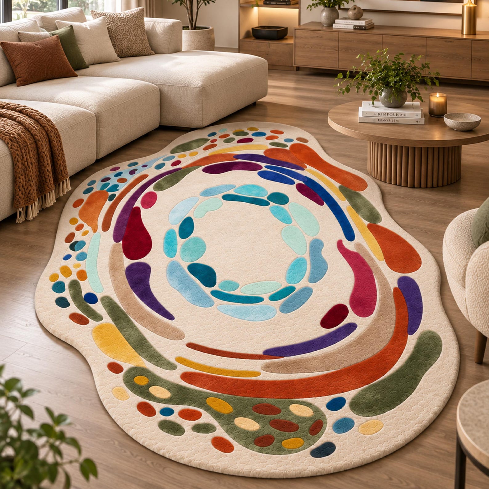 Buy Hand Tufted Wool Rug, Colorful Abstract Irregular Area Rug, Modern ...
