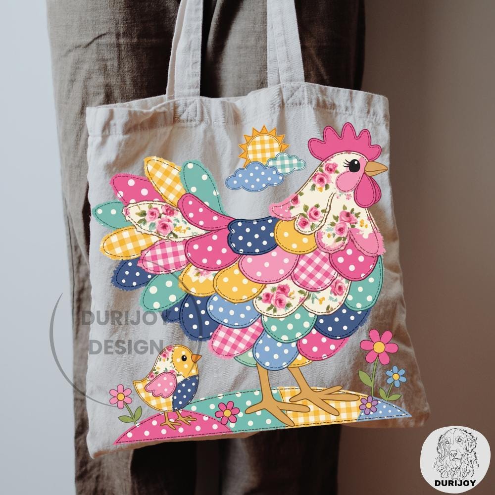 Patchwork Chicken PNG, Floral Hen Sublimation Design, Farmhouse Clipart ...