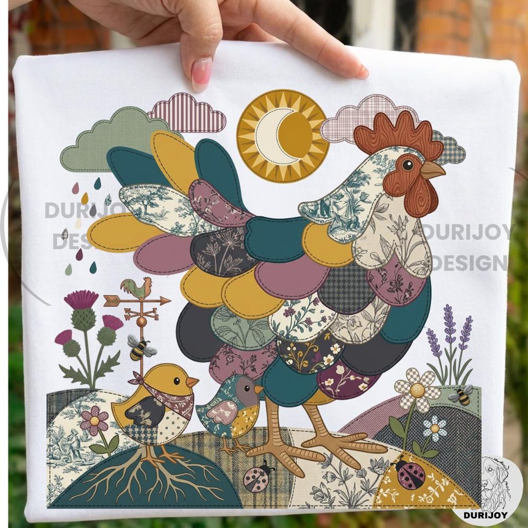 Patchwork Chicken PNG, Floral Hen Sublimation Design, Farmhouse Clipart ...