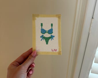Bikini needlepoint bag charm!!