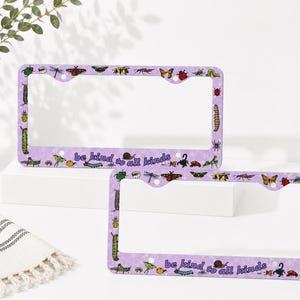 Entomology License Plate Frame Set of 2, Colorful Insect Bug Lover Car Accessory, Nature Lover Gift, Decorative Auto Tag Frame