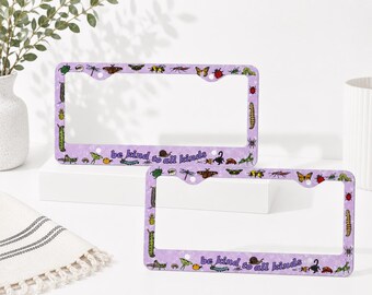 Entomology License Plate Frame 1pc, Colorful Insect Bug Lover Car Accessory, Nature Lover Gift, Decorative Auto Tag Frame