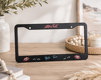Chrome License Plate Frame, Stay Fast Car Accessory, Racing Inspired Plate Frame, Automotive Gift