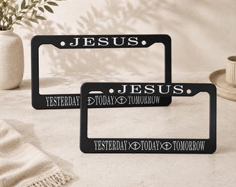 Yesterday Today Tomorrow License Plate Frame 1pc, Chrome Car Tag Holder, Minimalist Vehicle Decor, US Style Car Accessories