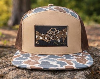 Stay Rowdy Deer Hunting Patch Trucker Hat, Embroidered Buck Snapback Cap, Whitetail Hunter Gift, Outdoor Adventure Hunting Apparel