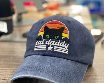 Funny Cat Embroidered Dad Hat, Cat Lover Baseball Cap, Adjustable Cotton Hat, Gift for Cat Dad, Casual Streetwear Cap for Men