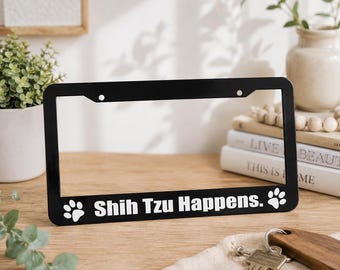 Shih Tzu License Plate Frame 1 pc, Funny Dog Lover Car Accessory, Dog Mom Gift, Cute Pet Owner Car Decor