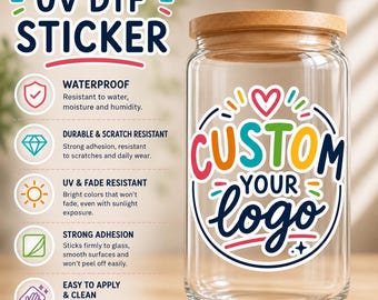 Custom Logo UV DTF Sticker, Waterproof Branding Decal, Transfers Labels For Business