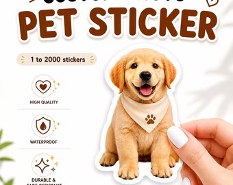 Custom Photo Pet Stickers, Personalized Dog Vinyl Sticker, Die Cut Waterproof Labels, Dog Cat Lovers Gift