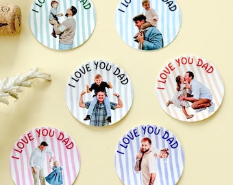 Custom Photo Dad Stickers, Personalized Father and Son Daughter Vinyl Decals, Fathers Day Gift Die Cut Waterproof Labels