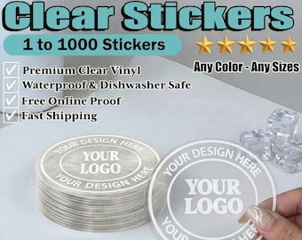 Custom Clear Logo Stickers: Die Cut, Waterproof, Transparent, Bulk Options