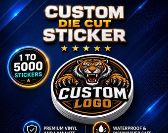 Custom Logo Vinyl Stickers, Die Cut Waterproof Decals, Option For Business Branding