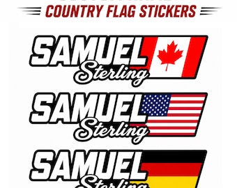 Custom Country Flag Name Stickers, Waterproof Vinyl Label Decals