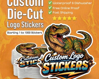 Custom Logo Stickers, Die-Cut, Waterproof Vinyl Decals for Branding, Bulk Orders