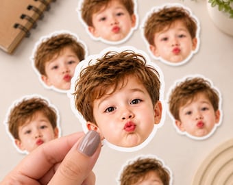 Custom Face Vinyl Stickers, Personalized Die Cut Photo Labels For Parties