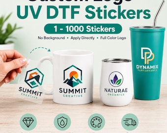Custom Logo UV DTF Stickers, Waterproof Transfer Decals, Hard Surface Wrap