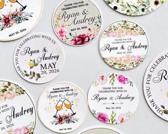 Custom Thank You for Celebrating with Us Stickers, Personalized Wedding Favor Waterproof Vinyl Decals