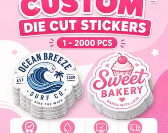 Custom Logo Stickers, Waterproof Die-Cut Decals for Business Branding And Bulk Orders