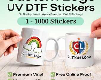 Custom Logo UV DTF Stickers, Personalized Waterproof Decals for Business