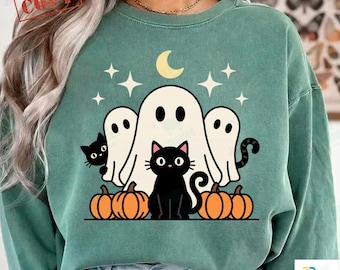 Preppy Spooky Season PNG, Preppy Coquette png, Trendy Fall Sublimation Design, Girly Halloween Shirt Design, Halloween Cat Ghost Pumpkin Tee