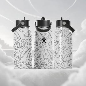 Butelka Hydro Flask z grawerunkiem Flying Sky Dragon – uroczy wzór chmurki z motywem fantasy dragon – 16 uncji, 24 uncje, 32 uncje, 40 uncji