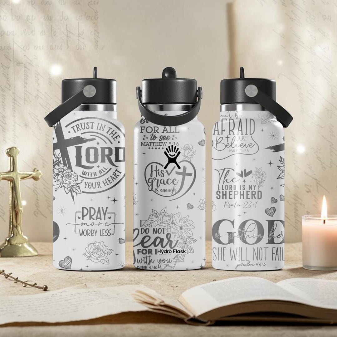Engraved Christian Hydro Flask Water Bottle – Bible Verse Faith Design ...