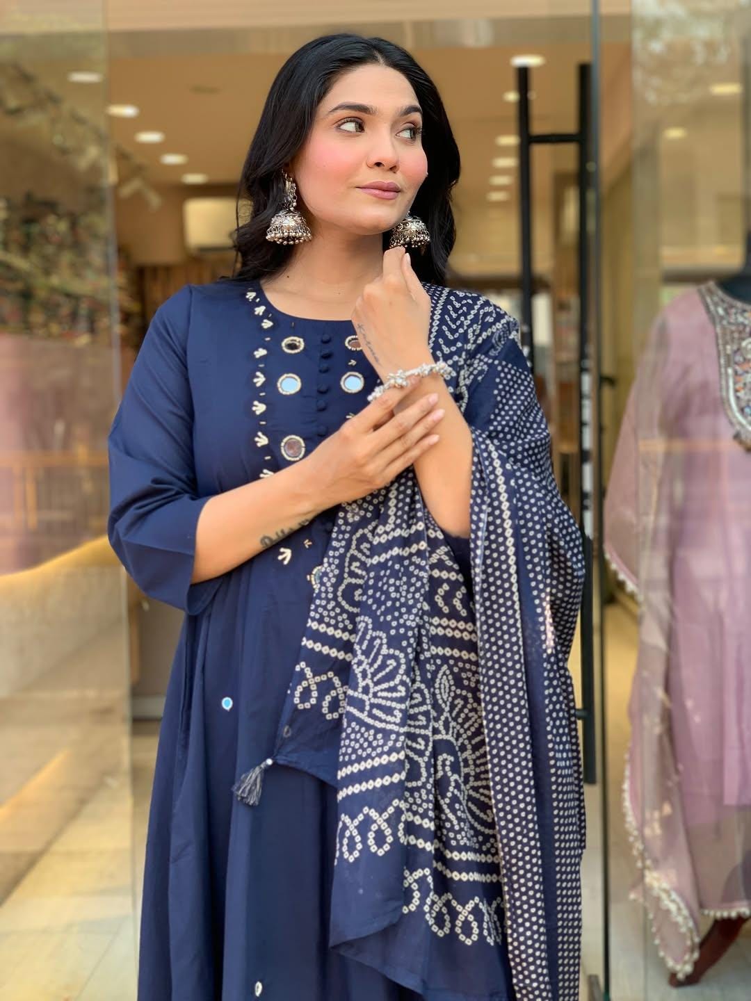 simple navy blue dress pakistani Navy Blue Chiffon Dress  Silayi Pret