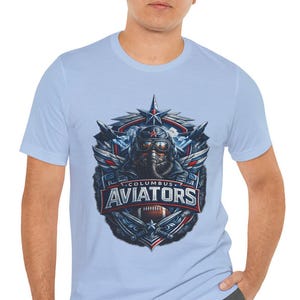 Camiseta de los Columbus Aviators, camiseta de los Columbus Aviators de la UFL, camiseta de fútbol americano de Columbus, camiseta gráfica para el día del partido de primavera de fútbol americano de Ohio, regalo para aficionados imagen 1
