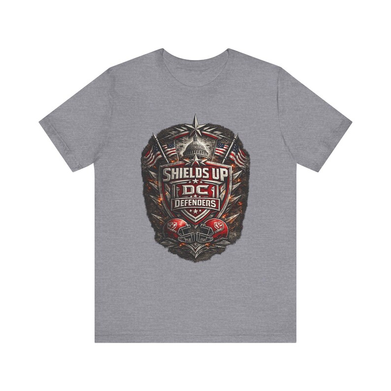 Camiseta do DC Defenders, Camiseta do DC Defenders da UFL, Camiseta de Futebol Americano de Washington, Camiseta com Estampa "Shields Up", Presente Ideal para Fãs de Futebol Americano na Primavera e Dia de Festa Antes do Jogo imagem 3