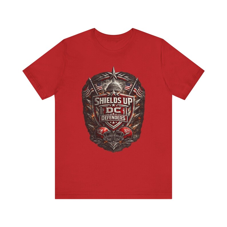 Camiseta do DC Defenders, Camiseta do DC Defenders da UFL, Camiseta de Futebol Americano de Washington, Camiseta com Estampa "Shields Up", Presente Ideal para Fãs de Futebol Americano na Primavera e Dia de Festa Antes do Jogo imagem 4