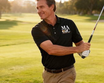 Polo MAGIC para hombre, elástico, de corte atlético / Polo transpirable de alto rendimiento, polo informal de negocios que absorbe la humedad