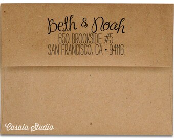 Vintage Script and Type Wood Address Stamp or Clear Address Labels