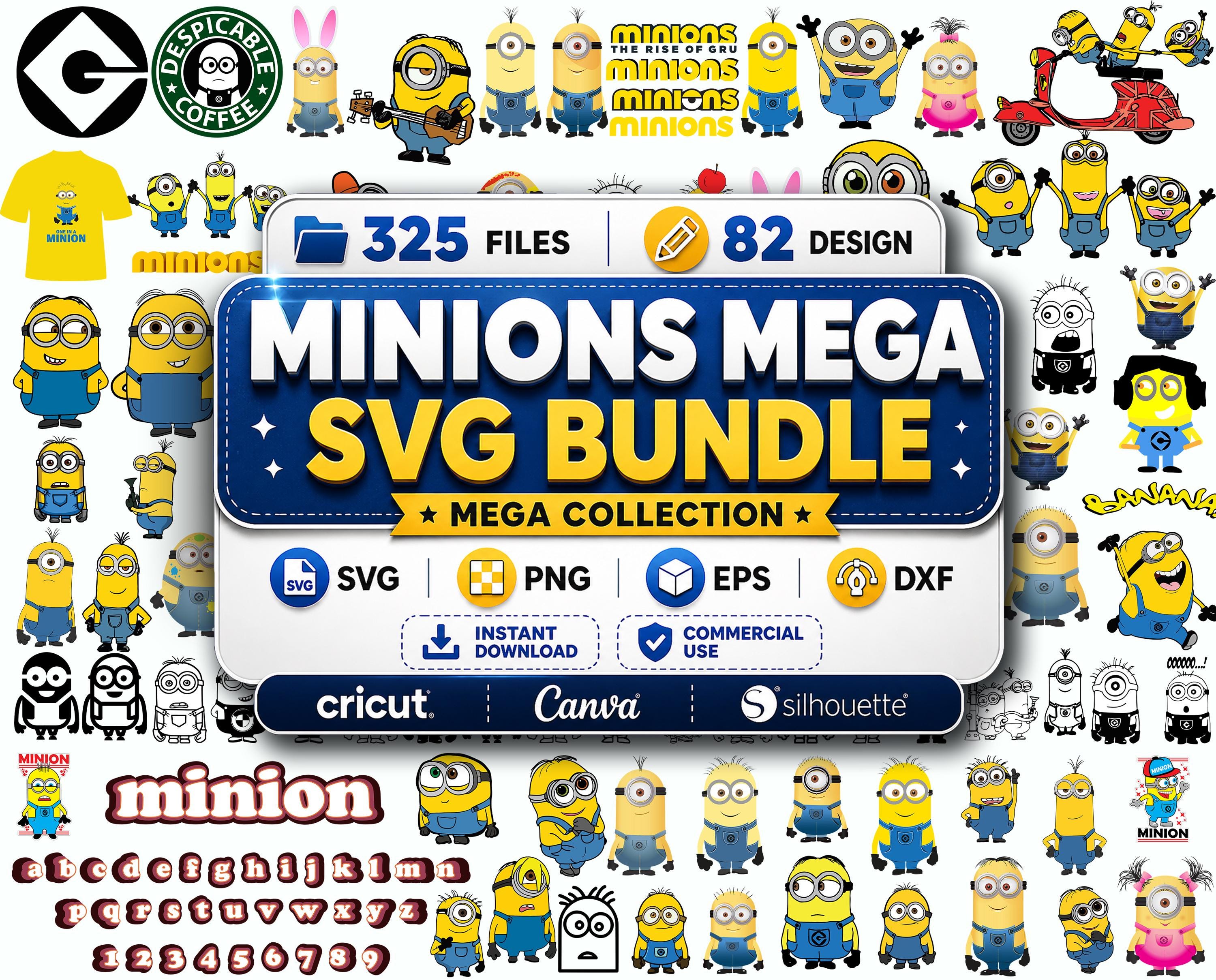 Minions SVG Bundle, Cartoon Character SVG Files for Cricut, Kids ...