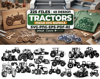 Traktor SVG-paket, 45 designer, vintage gård, framtida bonde klippfil (direkt nedladdning)