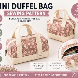 Sewing Pattern, Mini Duffel Bag Sewing Pattern PDF | Cube Bag Pattern | DIY Travel Bag | Beginner Friendly | Instant Download