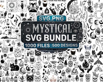Mystisk SVG-bunt, himmelska häxiga boho gotiska mönster (digital nedladdning)