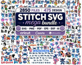 Lilo Stitch SVG-paket, tecknad clipart megapaket (digital nedladdning)