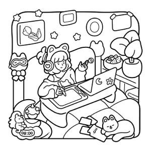 50 Cozy Coloring Books Bundle, 2000+ Coloring Pages PDF, Bold Easy Coloring Book, Cute Kawaii Coloring Pages,Printable Adult Coloring Bundle image 15