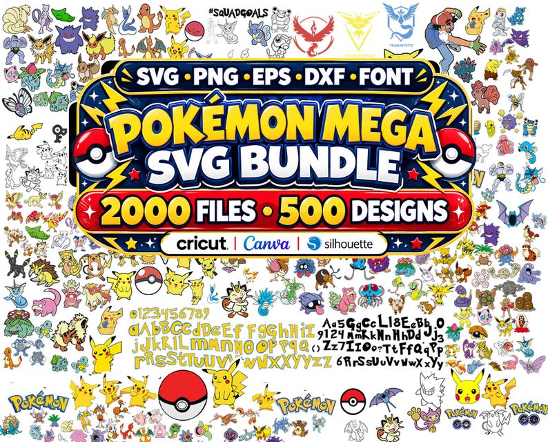 Pikachu Vector Graphics 2000+ Pokemon Designs Bundle Layered Items | 500+ UNIQUE DESIGN ...
