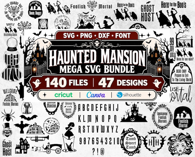 Haunted Mansion SVG, Ghost & Halloween Clipart, Haunted Svg Bundle ...