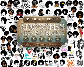 Afro Woman SVG-paket, Black Girl Magic, Empowerment-designer (digital nedladdning)