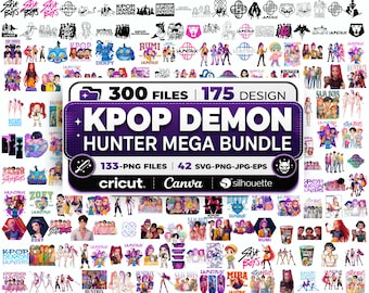 KPOP Demon Hunter PNG SVG Bundle, Anime Kpop Fan Art Designs (Digital Download)
