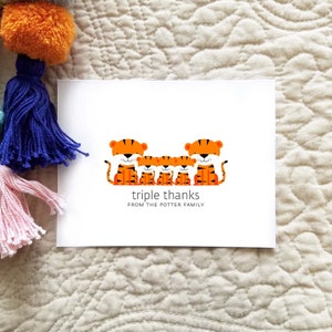 Tiger Baby Thank You Cards. Baby Shower Thank You Cards. Thank Yous. Personalized Stationery Set of 10 image 1