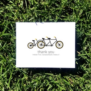 Fahrrad Baby Dankeschön-Karten. Baby-Dusche-Briefpapier. Baby Danke. Fahrrad für drei gebaut (Set von 10)