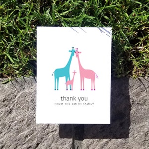 Giraffe Baby Thank You Cards. Baby Shower Thank You Cards. Baby Thank Yous. Personalized Stationery Set of 10 zdjęcie 1